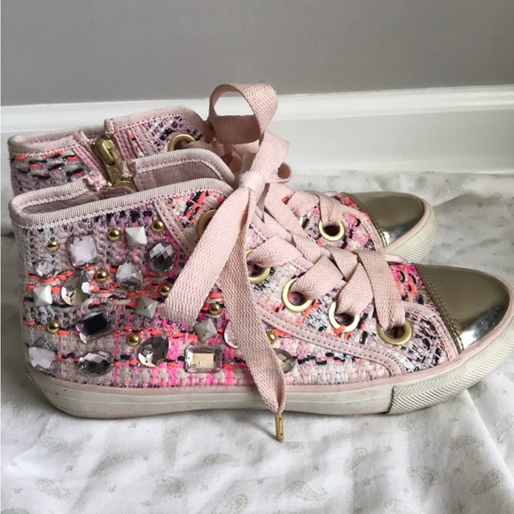 Ash Shoes - Pink jeweled Vanessa high top sneakers
